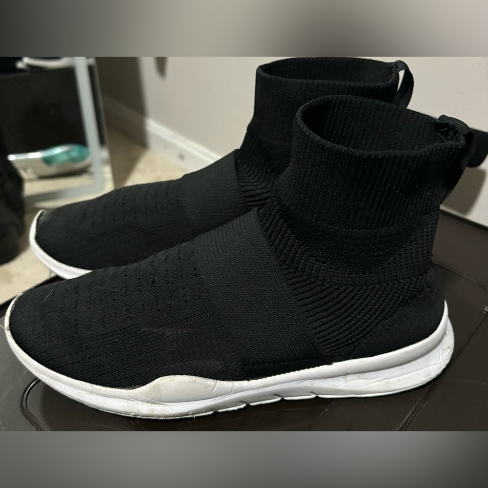 Asics Black Knit Sock Ankle Boots with White Sole